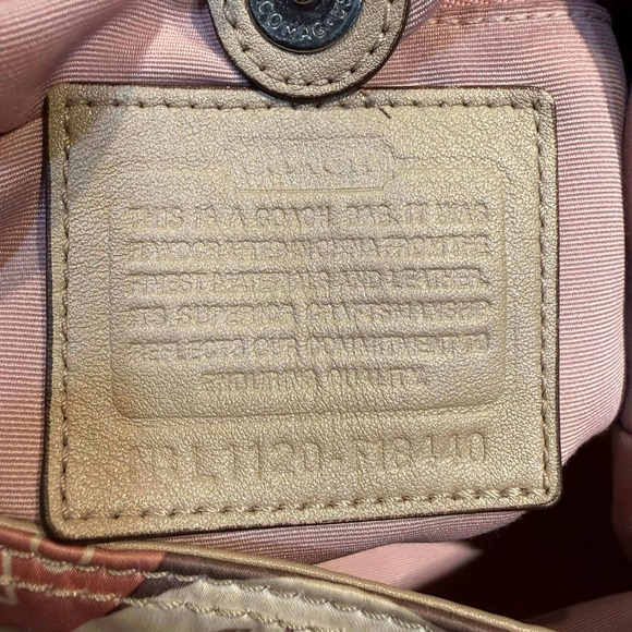 Coach Soho Hobo Snaphead 18440 Pink Logo Print Nylon Leather Shoulder Bag Y2K - Picture 6 of 7